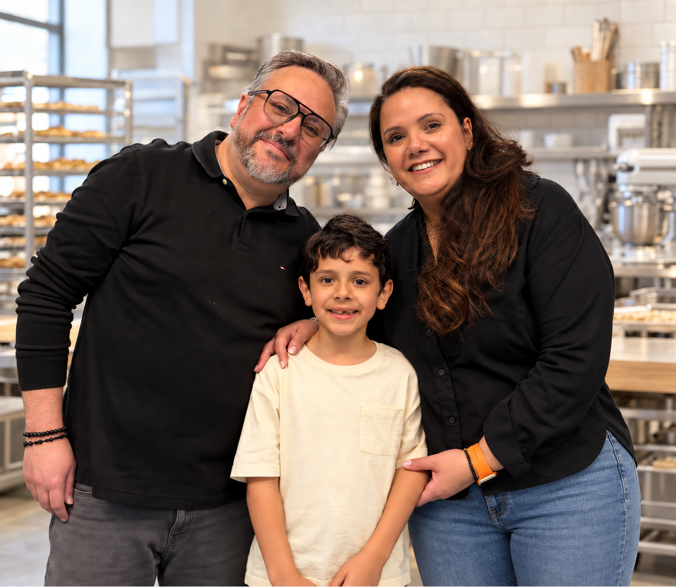 Marlyn, Francisco and Sebastian, the family behind Bocados, in their bakery kitchen